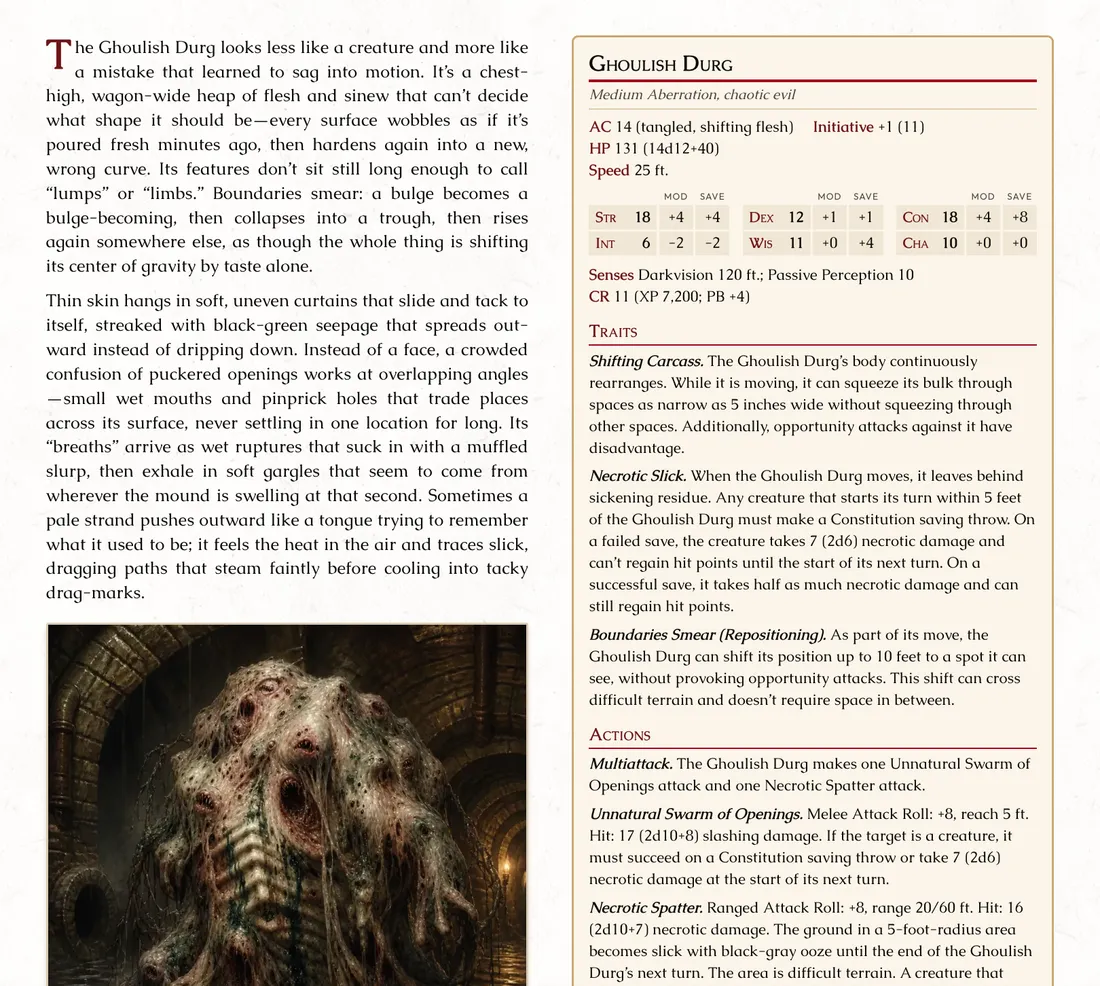 Public Codex sourcebook page for a D&D character